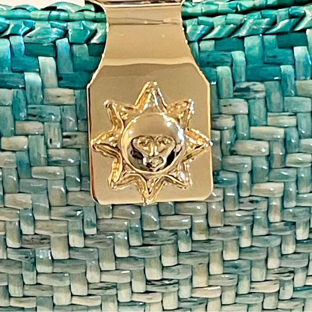 NWT Turquoise Hard Case Woven Sun Clutch Bag / Purse - Picture 5 of 8